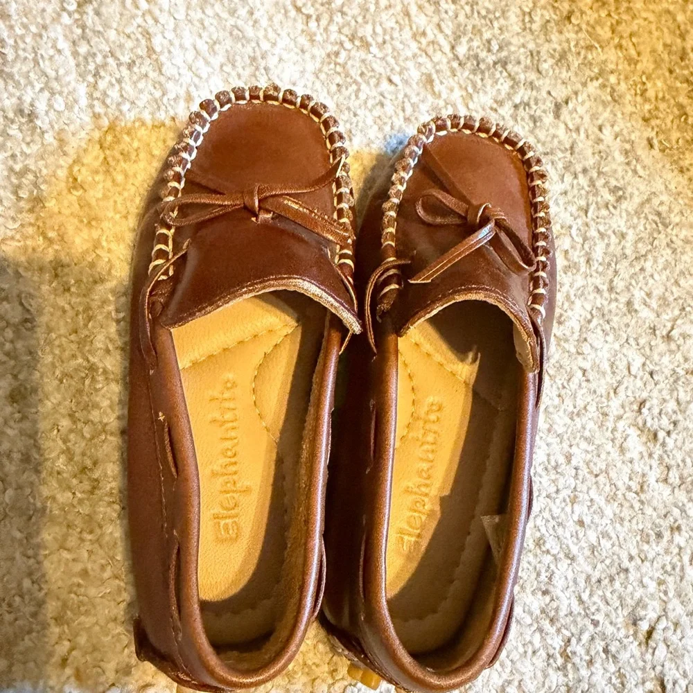 Elephantito Brown Leather Kids Moccasin Shoes